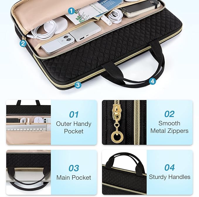 BAGSMART Laptop Case Compatible with 13-13.3 inch Notebook,Compatible with MacBook Pro 14 Inch,MacBook Air,Protective Carrying Bag with Pocket,Handles, Brown