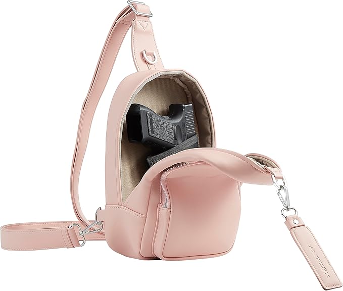 CCW Sling bag for Women & Men-Magnetic closure Cusual EDC bag with fast access-Concealed carry crossbody bag for Women & Men-Include universal fast draw Holster (Pink)