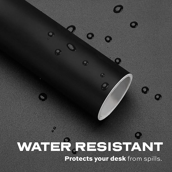 STATIK TaskPad Leather Mouse Pad for Desktop - Large Waterproof Desk Cover on Top of Desks, Big Gaming Surface Area 35.4" x 16.5" - Double-Sided XL Keyboard Mat (Black, Grey)