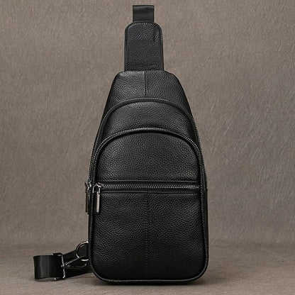 LUUFAN Men's Genuine Leather Sling Bag Chest Shoulder Backpack Crossbody Bag for Casual Sports Hiking Running Travel