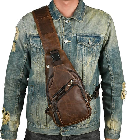 Le'aokuu Men Fashion Casual Tea Designer Travel Hiking Crossbody Chest Sling Bag Rig One Shoulder Strap Bag Men Leather 8015 | Fashion, Casual, Tea, Designer, Travel, Hiking
