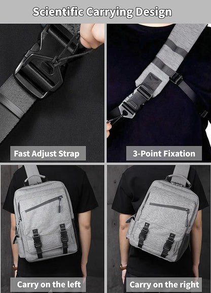 BASICPOWER Laptop Sling Bag for Men Women, Sling Backpack Crossbody Bag Fits 14 inch Computer with USB Port Anti-theft