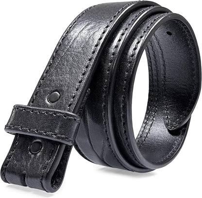 100% One-Piece Full Grain Leather Belt Straps with No Slot Hole/Slot Hole/Heavy-Duty, Multi Options 1-1/2" (38mm) Wide