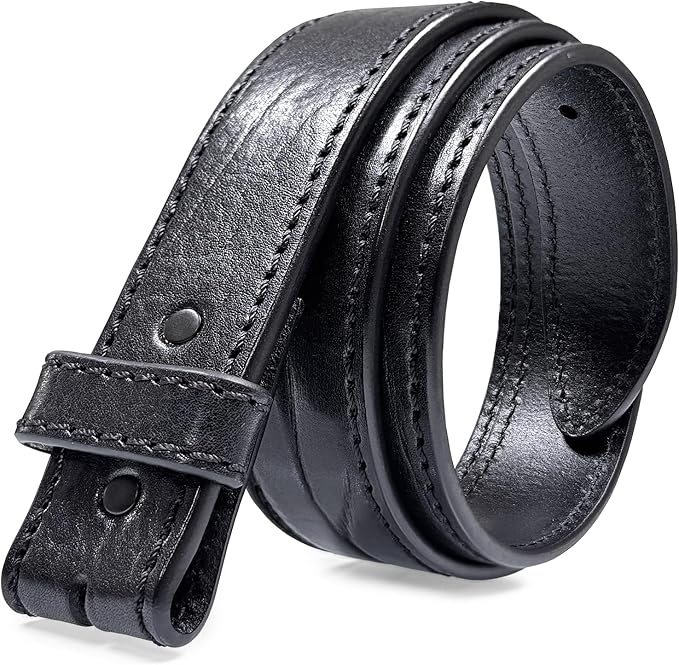 100% One-Piece Full Grain Leather Belt Straps with No Slot Hole/Slot Hole/Heavy-Duty, Multi Options 1-1/2" (38mm) Wide