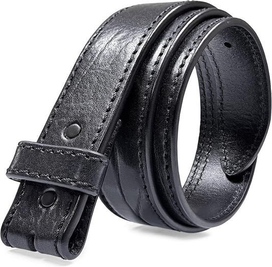 100% One-Piece Full Grain Leather Belt Straps with No Slot Hole/Slot Hole/Heavy-Duty, Multi Options 1-1/2" (38mm) Wide