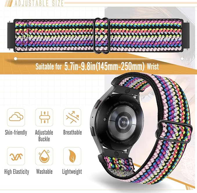 18mm Quick Release Elastic Nylon Band Compatible with Garmin Venu 4 41mm/3S 41mm/Venu 2S/Vivoactive 4S/Vivomove 3S/Active S/Forerunner 265S(42mm)/255S/Fossil Women's Gen 6 42mm/5E 42mm Women Men