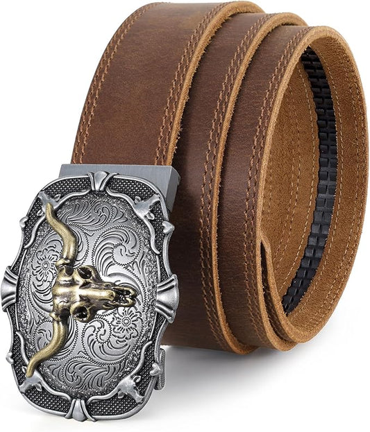Mens Leather Belt, Ratchet Belts for Men Full Grain Leather Handmade, 100% Italian Top Genuine Leather Dress Belt