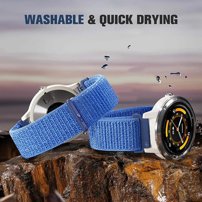 18mm 20mm 22mm Hook and Loop Watch Band Compatible with Garmin Vivoactive 5/ Vivoactive 6/ Vivoactive 3, Soft Nylon Breathable Sport Strap for Venu 2S/ Venu3S/ Forerunner 265s,Venu 3/ Venu 2 Men Women