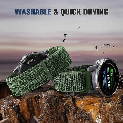 18mm 20mm 22mm Hook and Loop Watch Band Compatible with Garmin Vivoactive 5/ Vivoactive 6/ Vivoactive 3, Soft Nylon Breathable Sport Strap for Venu 2S/ Venu3S/ Forerunner 265s,Venu 3/ Venu 2 Men Women