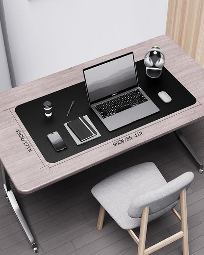 YSAGi Double-Sided Desk Pad, 35.4"x17"Leather Desk Mat, Eco Cork Desk Pad Protector,Large Mouse Pad,Waterproof Desk Blotter for Office/Home(Black)