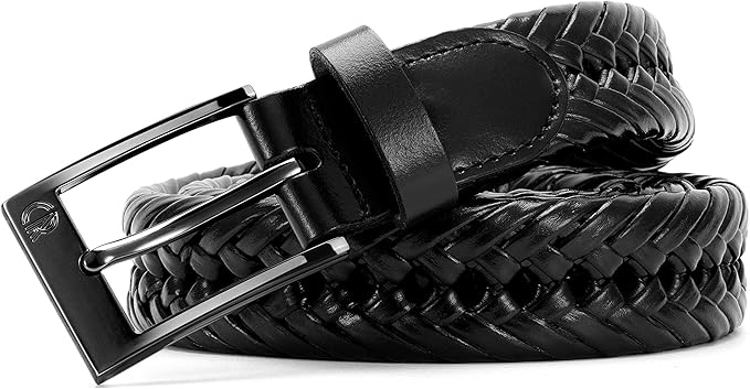 CHAOREN Leather Braided Belts for Men - 1 1/8" Mens Casual Woven Leather Belt for Dress Pant