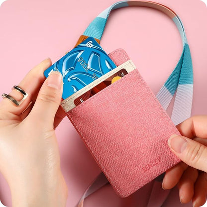 SENLLY ID Badge Holder Gift with Cute Neck Lanyard Strap, 2 Card Slots and 1 Clear ID Window, for Women and Men