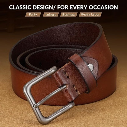 Men's Leather Belt Full Grain Leather Belts for Men Handmade Real Solid Top-Grain Leather Heavy-Duty Work Belt Gifts