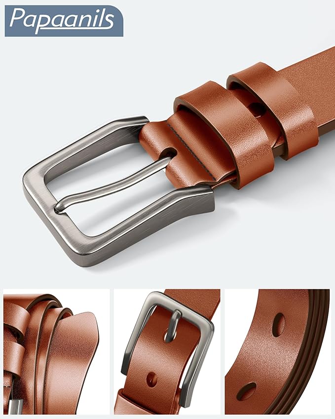 Mens Dress Belt,Genuine Casual Leather Belts for Men 1.5" Width