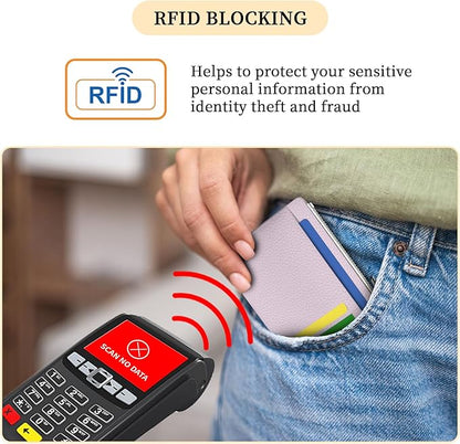 Hancynir Minimalist Small Wallet Women Credit Card Holder, RFID Blocking Slim Mini Card Wallets Cute Front Pocket PU Leather Card Case Thin Travel Zipper Coin Cash Ladies Female Wallet Gifts