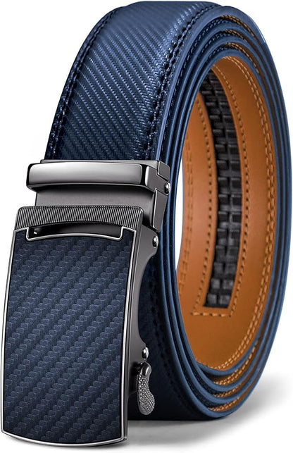 KEMISANT Belt Men, Sliding Ratchet Belt Genuine Leather For Gift Mens Dress Pants Oxfords,Size Adjustable