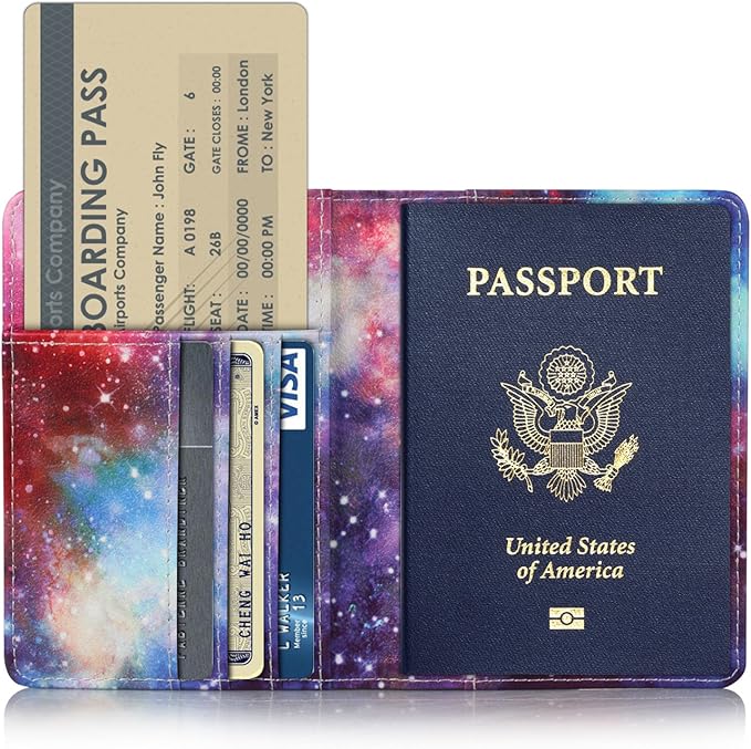 EpicGadget Passport Holder Cover Case Travelling Passport Cards Carrier Wallet Case (Twilight Galaxy)
