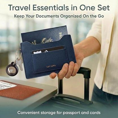 Passport Holder for Travel RFID Blocking Slim Leather Passport Wallet & Passport Book Cover Case with Gold Tone Screw Carabiner and Gift Pouch, Airport Essentials (Brown)
