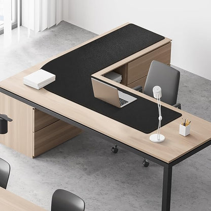 MAIDERN (55”+ 55”) x19.6” L Shaped Corner Desk Mat, Leather Desk Pad for Gaming Computer Office Home (Black)