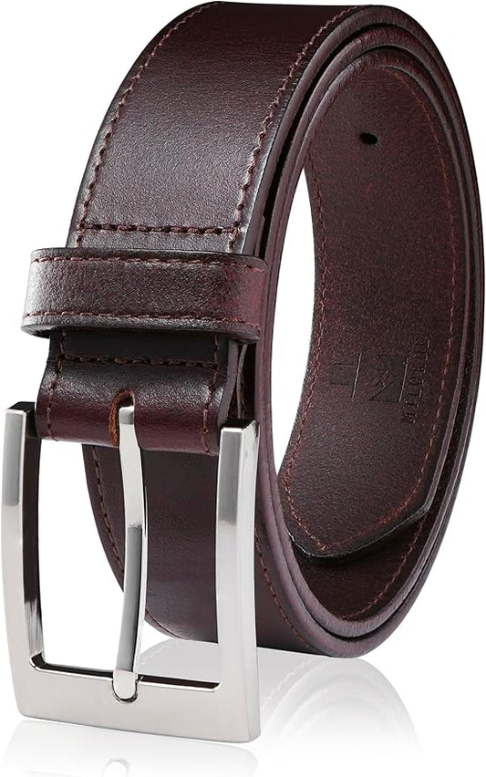 MILORDE Men's Genuine Leather Dress Belt, Handmade, 100% Cow Leather, Fashion & Classic Designs for Work Business and Casual