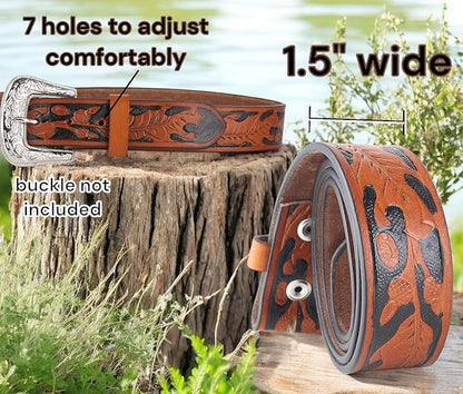 F&L CLASSIC Western Belt without buckle for men – Full Grain Leather Cowboy Belts for jeans - One Piece Leather strap belt