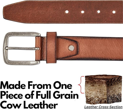 Real Full Grain Harness Cow Leather Belt for Men 38mm Width Casual Retro look Vintage style Handmade Valentine Gift