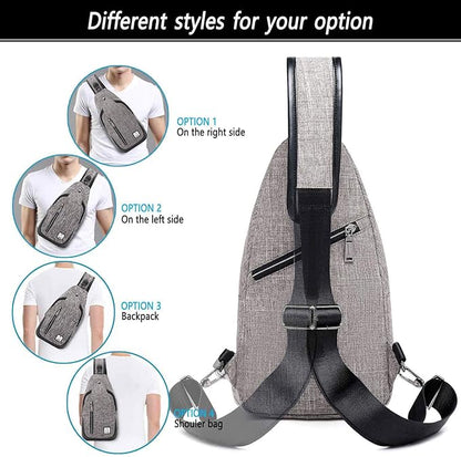 Small Sling Bag Crossbody Backpack Over the Shoulder Bag for Men Women Travel Outdoors, Lightweight Sling Chest Pack (Large, Grey)
