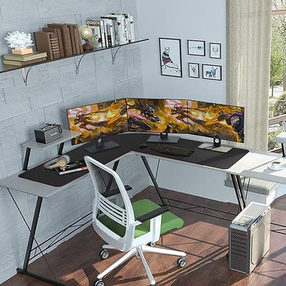 ZORESYN L-Shaped Gaming Desk Mat Mouse pad, Computer Corner Desk Pad, 55" Home Office Writing Desk Pad Protector, Large Waterproof PU Leather Corner Mousepad - Black, (140+137) x40cm