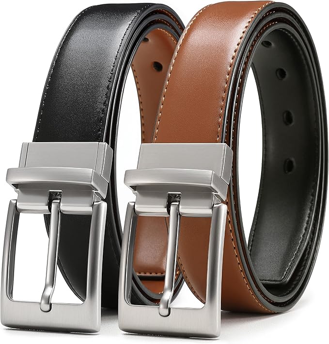 CHAOREN Reversible Belt Men 1 Piece - 1.25" Leather Dress Belt - Trim to Fit for Elegant Style