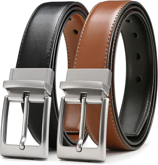 CHAOREN Reversible Belt Men 1 Piece - 1.25" Leather Dress Belt - Trim to Fit for Elegant Style