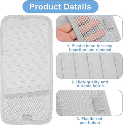 1 Pcs Car CD Holder, Car Sun Visor Storage DVD Disc Holders Pocket Case Organizer with 12 DVD Storage Sleeves, one Mesh Pocket, one Pen Holder, and Elastic Strap (Gray)