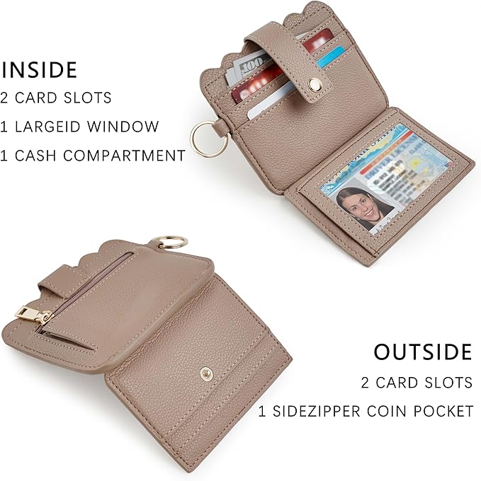KNGITRYI Wallet Keychain Wristlet for Women,Slim RFID Credit Card Holder Purse Tassel Keychain Bangle Key Ring for Men Women