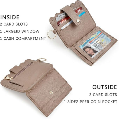 KNGITRYI Wallet Keychain Wristlet for Women,Slim RFID Credit Card Holder Purse Tassel Keychain Bangle Key Ring for Men Women