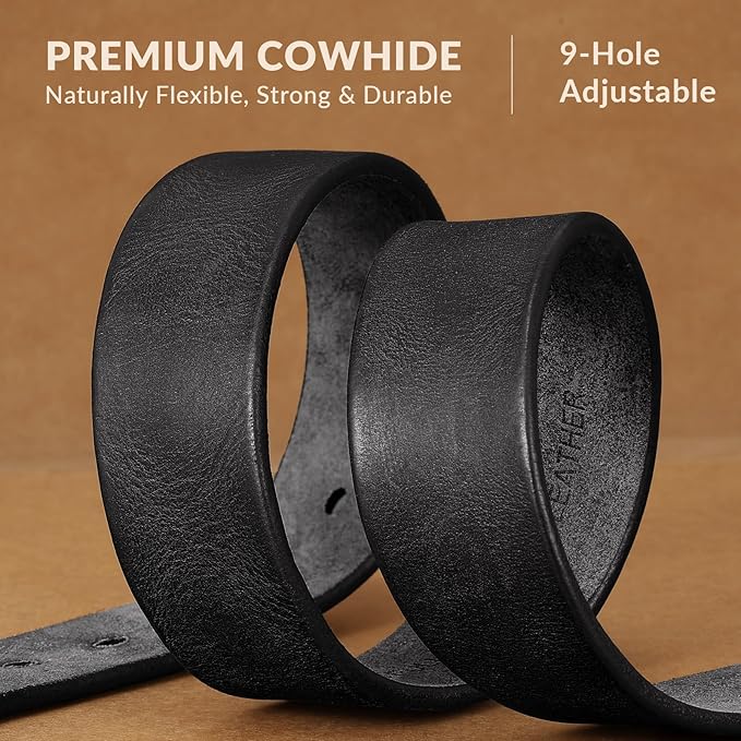 Men's Leather Belt Full Grain Leather Belts for Men Handmade Real Solid Top-Grain Leather Heavy-Duty Work Belt Gifts