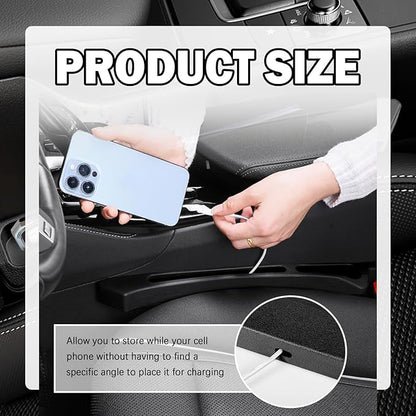 2PCS Deepened Car Seat Gap Filler Organizer,Multi-Function Car Gap Seat Filler with Dual Storage Slots & Bottom Charging Opening,No Drop Between Seats Cars Gaps Fillers Organizer