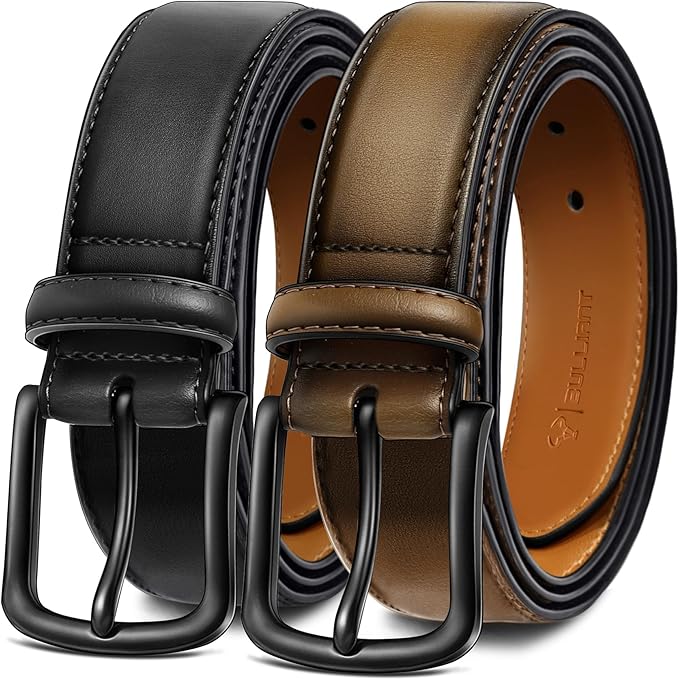 BULLIANT Men Belt Multi Pack,Leather Belt For Gift Men Golf Dress Casual Jean 7Holes 1 3/8"