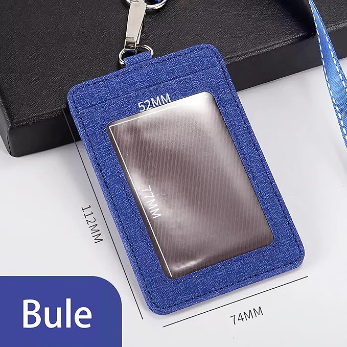 PU Leather ID Badge Holder with Clear Window, Vertical ID Card Holder, Dual Card Slots, 1-Pack Card Holder, 4 Colors