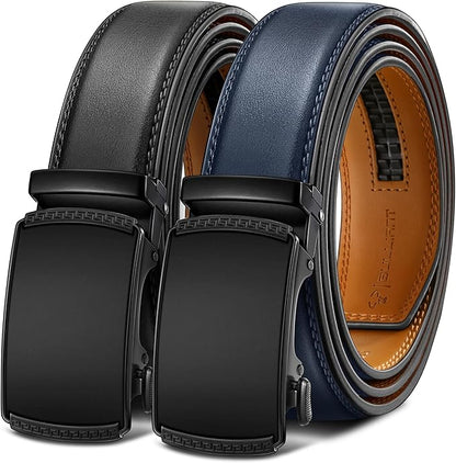 BULLIANT Men Belts 2 Pack,Ratchet Sliding Belt Adjustable For Gift Mens Dress Casual 1 3/8",Cut for Fit