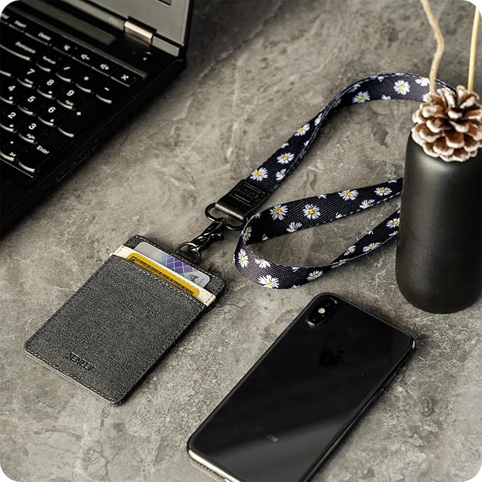 SENLLY ID Badge Holder Gift with Cute Neck Lanyard Strap, 2 Card Slots and 1 Clear ID Window, for Women and Men