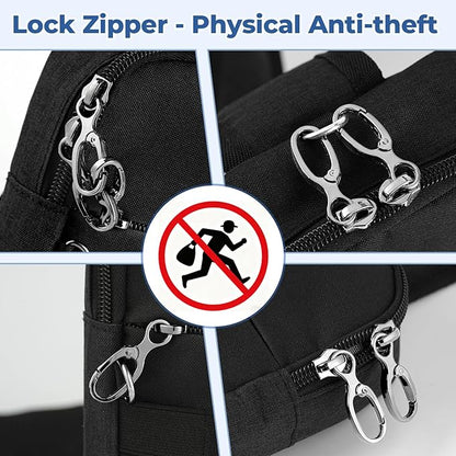 Anti Theft Sling Bag Tactical Small Shoulder Chest Crossbody Bag for Men Women with Zipper Lock RFID Blocking