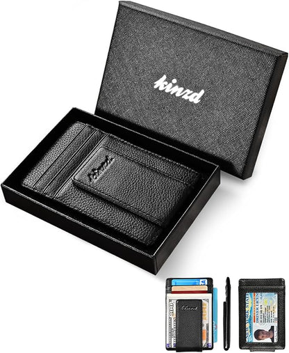 kinzd Money Clip, Front Pocket Wallet, Leather RFID Blocking Strong Magnet thin Wallet | RFID Blocking, Strong Magnet, thin