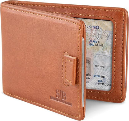 SERMAN BRANDS RFID Blocking Slim Money Clip Wallet – Leather Bifold Front Pocket Minimalist Mens Wallet with Money Clip for Men, Small Credit Card Holder Wallet - Travel Wallet with Gift Box