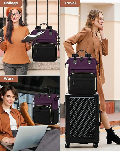 LOVEVOOK Laptop Backpack for Women, 15.6 inch Waterproof Nurse Bag Teacher Work Backpack Purse for Women, Travel Computer Backpack for College Office Business Ladies