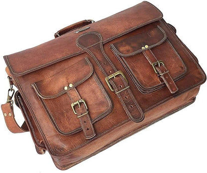 Cuero DHK 16 Inch Vintage Handmade Leather Messenger Bag Laptop Briefcase Computer Satchel Bag for Men & Women (16 Inch Medium)