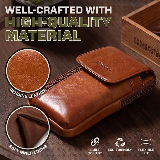 Hengwin Genuine Leather Crossbody Bag for Men/Women, Small Messenger Bag Cell Phone Purse Shoulder Holster Passport Pouch