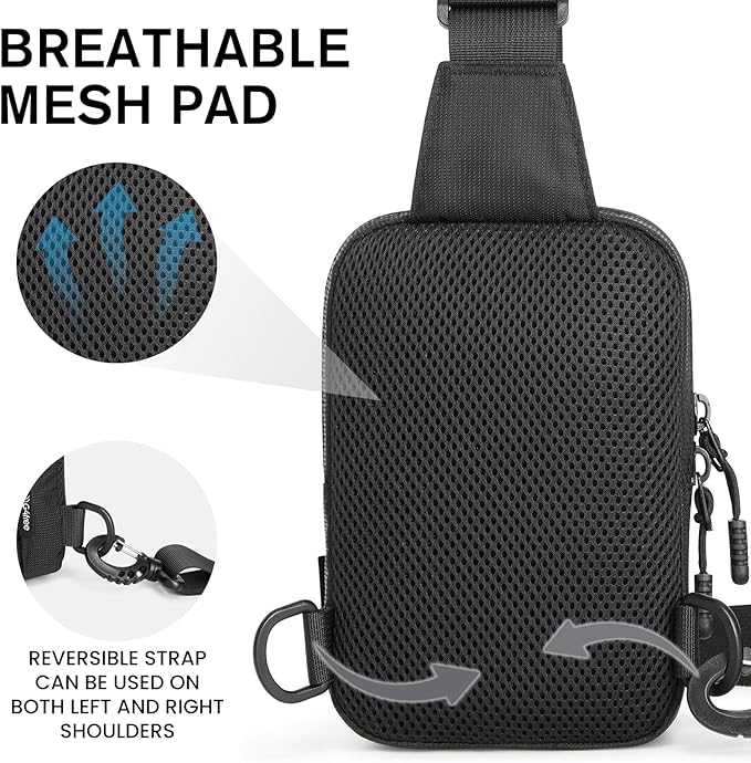 G4Free Waterproof Mini Crossbody Sling Bag, Small Chest Fanny Pack for Men, Lightweight Travel Sports Purse (Black)