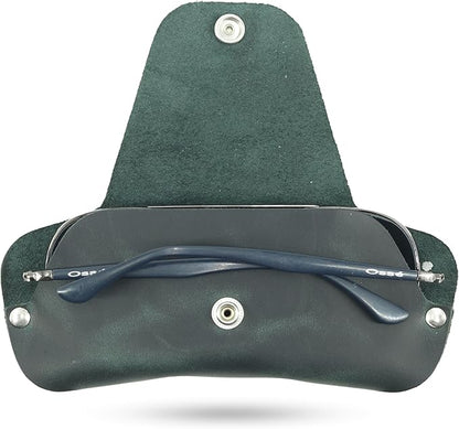 Toprank Leather Eyeglass Case - Handmade Slim Sunglasses Holder, Genuine and Universal Fit for Men and Women