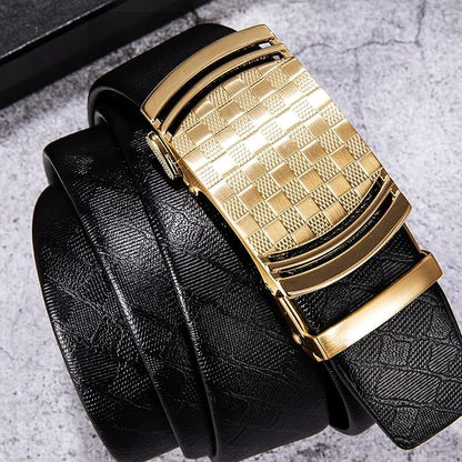 Dubulle Men's Ratchet Belt Gold/Black/Red/Green/Blue/White Automatic Buckle Business Casual Belt Gift - Adjustable Fit
