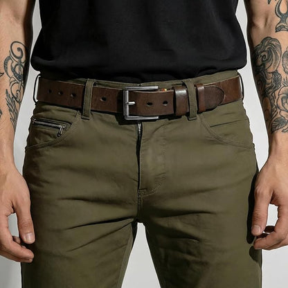 SANSTHS Mens Full Grain Cow Leather Belt Heavy Duty Work Belt Casual Every Day Belt for Jeans