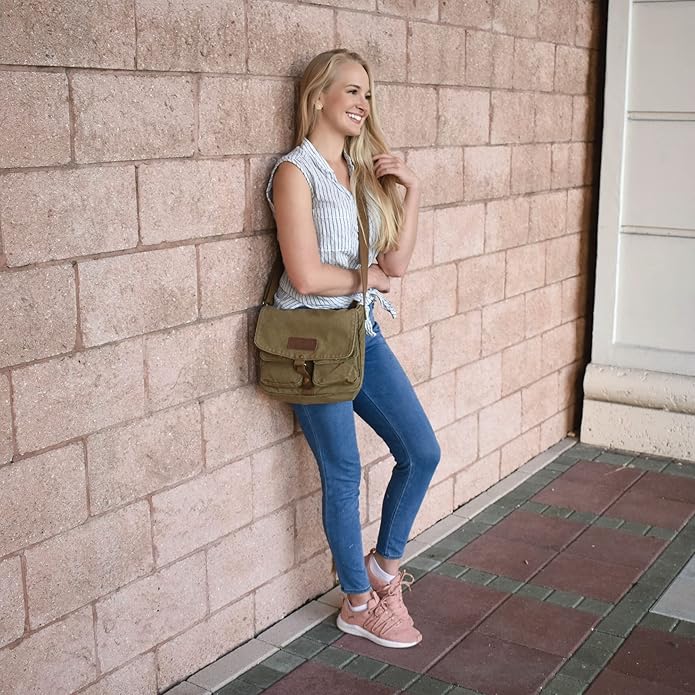 Gootium Canvas Messenger Bag - Vintage Crossbody Shoulder Bag Military Satchel